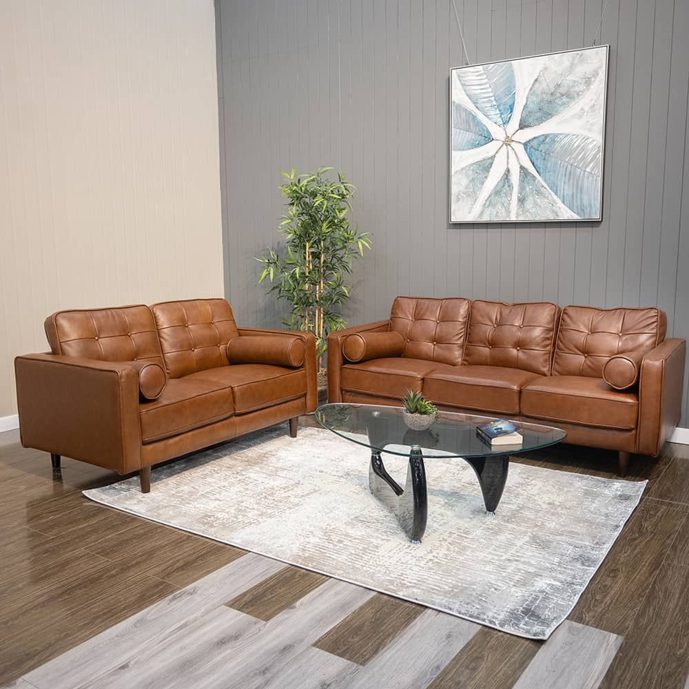 Milno Leather+Pvc Sofa Set - Harbour Lane | Furniture & Bedding