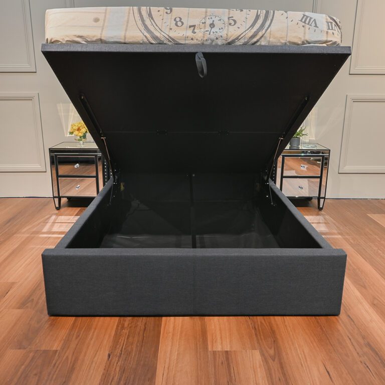 Harper Fabric Storage Gas Lift Queen Bed Harbour Lane Furniture